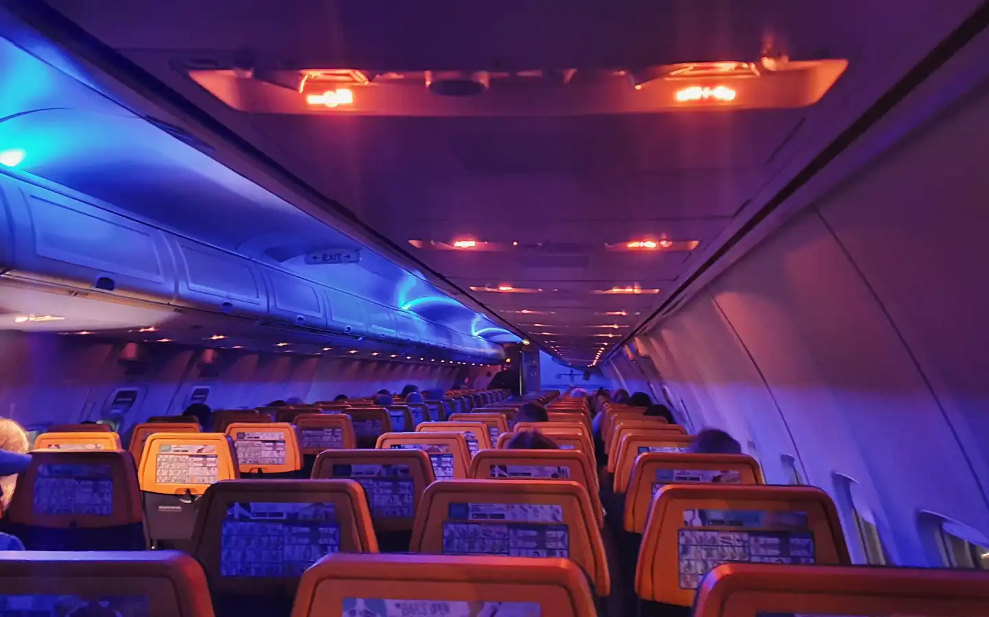 cyberpunk light in plane cabin